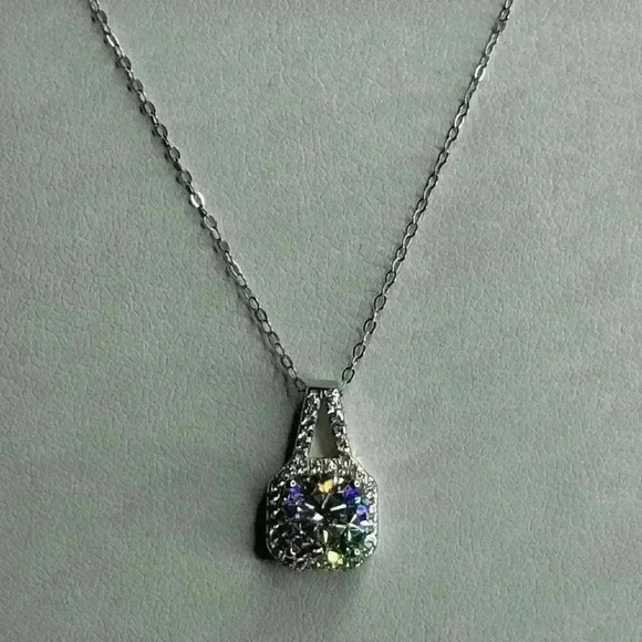 MOISSANITE 2 CARAT PENDANT WITH HALO ~STUNNING (video)GRA CERTIFIED - Picture 1 of 8